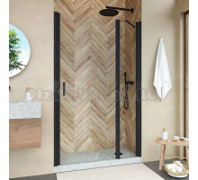 Душевая дверь в нишу Vegas Glass EP-F-1 Novo 105 02М 01 R профиль черный матовый, стекло прозрачное