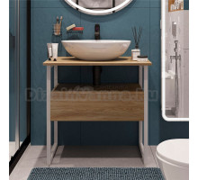 Тумба с раковиной DIWO Элиста 70 светлое дерево с раковиной Moduo 55 Leaf