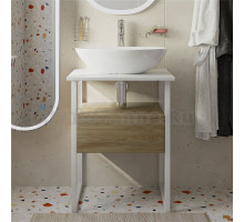 Тумба с раковиной DIWO Элиста 60 светлое дерево с раковиной Moduo 55 Leaf