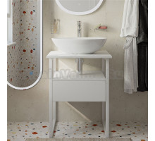 Тумба с раковиной DIWO Элиста 60 белый мрамор с раковиной Moduo 55 Leaf