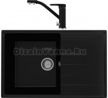 Комплект Мойка кухонная Domaci Солерно DP 780-07 уголь + Смеситель для кухни Domaci Солерно UQ-010-07 уголь