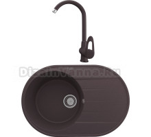 Комплект Мойка кухонная Domaci Солерно DN 750-06 трюфель + Смеситель для кухни Domaci Солерно UQ-006-06 трюфель