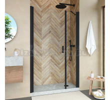 Душевая дверь в нишу Vegas Glass EP-F-2 Novo 125 02М 01 L профиль черный матовый, стекло прозрачное