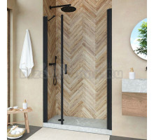 Душевая дверь в нишу Vegas Glass EP-F-2 Novo 150 02М 01 R профиль черный матовый, стекло прозрачное