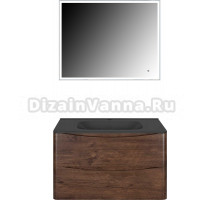 Мебель для ванной Vincea Paola 80 темный дуб, черная раковина