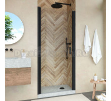 Душевая дверь в нишу Vegas Glass EP Novo h2000 80 02М 01 профиль черный матовый, стекло прозрачное