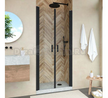 Душевая дверь в нишу Vegas Glass E2P Novo 80 02М 01 профиль черный матовый, стекло прозрачное