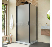 Душевой уголок Vegas Glass EP-Fis Novo 80 02М 10 L профиль черный матовый, стекло сатин