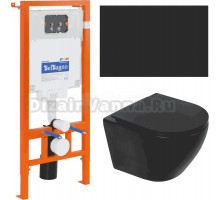 Комплект Унитаз подвесной BelBagno Olorato BB062CHR-MB крышка BB062SC-MB, безободковый, с микролифтом + Система инсталляции для унитазов BelBagno BB002-80 с кнопкой смыва BB007-PR-Nero.m