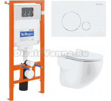 Комплект Унитаз подвесной BelBagno Onda BB066CHR крышка BB870SC, безободковый, с микролифтом + Система инсталляции для унитазов BelBagno BB002-80 с кнопкой смыва BB014-SR-Bianco