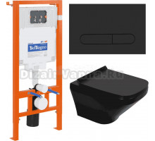 Комплект Унитаз подвесной BelBagno Sela BB3201CHR-MB крышка BB3201SC-MB, безободковый, с микролифтом + Система инсталляции для унитазов BelBagno BB002-80 с кнопкой смыва BB007-PR-Nero.m