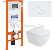 Комплект Унитаз подвесной Cezares Stylus-tor CZR-6601-TH-TOR крышка CZR-2316-SC, безободковый, с микролифтом + Система инсталляции для унитазов BelBagno BB002-80 с кнопкой смыва BB014-SR-Bianco