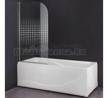 Шторка на ванну Parly F04 130x75, профиль хром, стекло прозрачное с узором