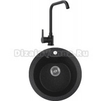 Комплект Мойка кухонная Domaci Бьелла DMC-08S черная + Смеситель для кухни MEGA Ege MG-PL10-B черный