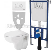 Комплект Унитаз подвесной Seramiksan Natura A051041H + Система инсталляции для унитазов DIWO 4501 + Кнопка смыва DIWO 7310 белая