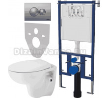 Комплект Унитаз подвесной Seramiksan Natura A051041H + Система инсталляции для унитазов DIWO 4501 + Кнопка смыва DIWO 7311 хром матовый