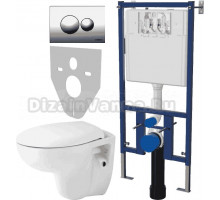 Комплект Унитаз подвесной Seramiksan Natura A051041H + Система инсталляции для унитазов DIWO 4501 + Кнопка смыва DIWO 7312 хром
