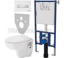 Комплект Унитаз подвесной Seramiksan Natura A051041H + Система инсталляции для унитазов DIWO 4501 + Кнопка смыва DIWO 7320 белая