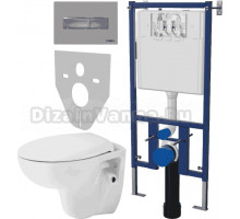 Комплект Унитаз подвесной Seramiksan Natura A051041H + Система инсталляции для унитазов DIWO 4501 + Кнопка смыва DIWO 7321 хром матовый