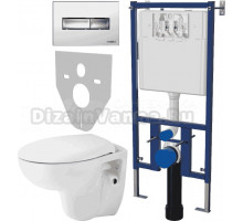 Комплект Унитаз подвесной Seramiksan Natura A051041H + Система инсталляции для унитазов DIWO 4501 + Кнопка смыва DIWO 7322 хром