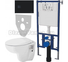 Комплект Унитаз подвесной Seramiksan Natura A051041H + Система инсталляции для унитазов DIWO 4501 + Кнопка смыва DIWO 7323 черная матовая