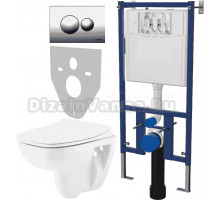 Комплект Унитаз подвесной Seramiksan Petite A101002H с микролифтом + Система инсталляции для унитазов DIWO 4501 + Кнопка смыва DIWO 7312 хром