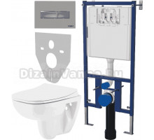 Комплект Унитаз подвесной Seramiksan Petite A101002H с микролифтом + Система инсталляции для унитазов DIWO 4501 + Кнопка смыва DIWO 7321 хром матовый