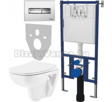 Комплект Унитаз подвесной Seramiksan Petite A101002H с микролифтом + Система инсталляции для унитазов DIWO 4501 + Кнопка смыва DIWO 7322 хром