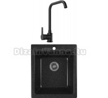 Комплект Мойка кухонная Domaci Бьелла DMC-17 черная + Смеситель для кухни MEGA Ege MG-PL10-B черный