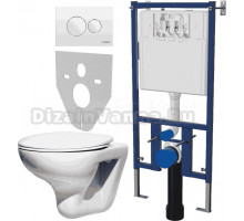 Комплект Унитаз подвесной Roca Mateo 346200000 с микролифтом + Система инсталляции для унитазов DIWO 4501 + Кнопка смыва DIWO 7310 белая