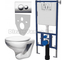 Комплект Унитаз подвесной Roca Mateo 346200000 с микролифтом + Система инсталляции для унитазов DIWO 4501 + Кнопка смыва DIWO 7312 хром