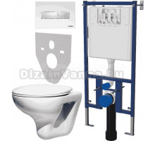 Комплект Унитаз подвесной Roca Mateo 346200000 с микролифтом + Система инсталляции для унитазов DIWO 4501 + Кнопка смыва DIWO 7320 белая