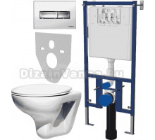 Комплект Унитаз подвесной Roca Mateo 346200000 с микролифтом + Система инсталляции для унитазов DIWO 4501 + Кнопка смыва DIWO 7322 хром