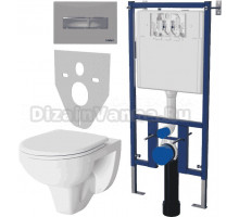 Комплект Унитаз подвесной Berges Wasserhaus Gamma 081105 с микролифтом + Система инсталляции для унитазов DIWO 4501 + Кнопка смыва DIWO 7321 хром матовый
