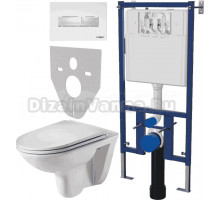Комплект Унитаз подвесной Weltwasser WW SK Baarbach 004GL-WT безободковый, с микролифтом + Система инсталляции для унитазов DIWO 4501 + Кнопка смыва DIWO 7320 белая