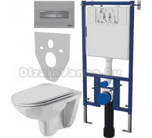 Комплект Унитаз подвесной Weltwasser WW SK Baarbach 004GL-WT безободковый, с микролифтом + Система инсталляции для унитазов DIWO 4501 + Кнопка смыва DIWO 7321 хром матовый