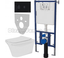 Комплект Унитаз подвесной Cerutti Spa Nivolet Aria 9034 безободковый, с микролифтом + Система инсталляции для унитазов DIWO 4501 + Кнопка смыва DIWO 7313 черная матовая