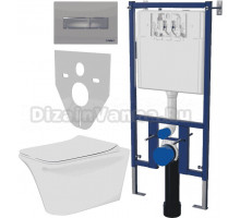 Комплект Унитаз подвесной Cerutti Spa Nivolet Aria 9034 безободковый, с микролифтом + Система инсталляции для унитазов DIWO 4501 + Кнопка смыва DIWO 7321 хром матовый