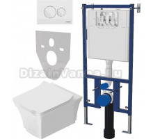 Комплект Унитаз подвесной STWORKI Хадстен SETK3304-0616-001-1-6000 с микролифтом + Система инсталляции для унитазов DIWO 4501 + Кнопка смыва DIWO 7310 белая