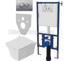 Комплект Унитаз подвесной STWORKI Хадстен SETK3304-0616-001-1-6000 с микролифтом + Система инсталляции для унитазов DIWO 4501 + Кнопка смыва DIWO 7311 хром матовый