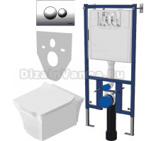 Комплект Унитаз подвесной STWORKI Хадстен SETK3304-0616-001-1-6000 с микролифтом + Система инсталляции для унитазов DIWO 4501 + Кнопка смыва DIWO 7312 хром