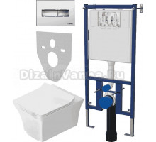 Комплект Унитаз подвесной STWORKI Хадстен SETK3304-0616-001-1-6000 с микролифтом + Система инсталляции для унитазов DIWO 4501 + Кнопка смыва DIWO 7322 хром