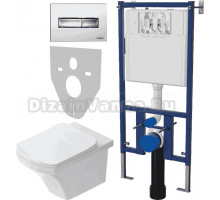 Комплект Унитаз подвесной STWORKI Хальмстад SETK2804-0606-001-1-6000 с микролифтом + Система инсталляции для унитазов DIWO 4501 + Кнопка смыва DIWO 7322 хром