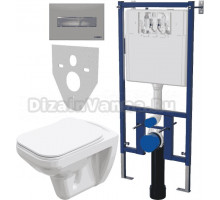Комплект Унитаз подвесной STWORKI Дублин SETK3504-0605-001-1-6000 с микролифтом + Система инсталляции для унитазов DIWO 4501 + Кнопка смыва DIWO 7321 хром матовый