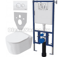 Комплект Унитаз подвесной STWORKI Ноттвиль SETK3104-2616 безободковый, с микролифтом + Система инсталляции для унитазов DIWO 4501 + Кнопка смыва DIWO 7310 белая