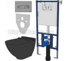 Комплект Унитаз подвесной STWORKI Rotenburg SWH52 безободковый, с микролифтом + Система инсталляции для унитазов DIWO 4501 + Кнопка смыва DIWO 7321 хром матовый