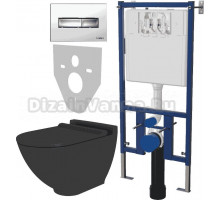 Комплект Унитаз подвесной STWORKI Rotenburg SWH52 безободковый, с микролифтом + Система инсталляции для унитазов DIWO 4501 + Кнопка смыва DIWO 7322 хром