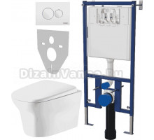Комплект Унитаз подвесной Cerutti Spa Ami Aria 8780 безободковый, с микролифтом + Система инсталляции для унитазов DIWO 4501 + Кнопка смыва DIWO 7310 белая