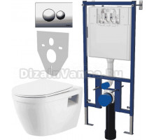 Комплект Унитаз подвесной BelBagno Loto BB070CHR/SC безободковый, с микролифтом + Система инсталляции для унитазов DIWO 4501 + Кнопка смыва DIWO 7312 хром