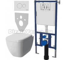 Комплект Унитаз подвесной VitrA Shift 7742B003-0075 крышка NKP Dolce 0406, безободковый, с микролифтом + Система инсталляции для унитазов DIWO 4501 + Кнопка смыва DIWO 7310 белая